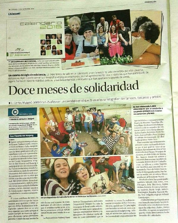 Articulo de prensa 12 meses de solidaridad